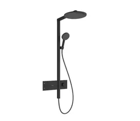 Hansgrohe Raindance Alive S - Duschset mit Thermostat | Durchmesser 30 cm | 3 Strahlarten | EcoSmart | Mattschwarz 