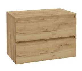 Kielle Nefia - Waschtischunterschrank inklusive Waschtischplatte 80 x 55 x 46 cm | Goldene Eiche