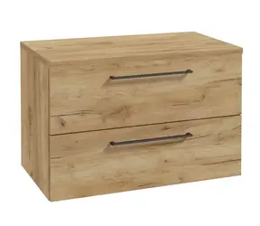Kielle Vega - Waschtischunterschrank inklusive Waschtischplatte 80 x 50 x 46 cm | Goldene Eiche
