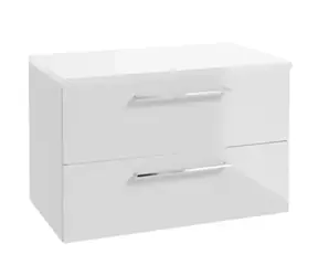 kielle Vega - Waschtischunterschrank inklusive Waschtischplatte 80x50x46 cm | Hochglanzweiß