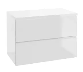 kielle Oudee - Waschtischunterschrank inklusive Waschtischplatte 80x55x46 cm | Hochglanzweiß