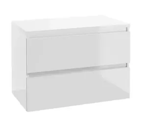 kielle Nefia - Waschtischunterschrank inklusive Waschtischplatte 80x55x46 cm | Hochglanzweiß