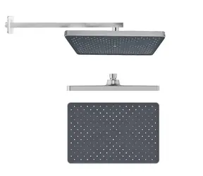 Kielle Vega - Kopfbrause 36 x 24 cm | 1 Strahlart | Brausearm 43 cm | Chrom/Schwarz