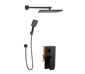 Kielle Vega - Duschset mit Unterputzarmatur | für 2 Geräte | mit Zubehör und Duschkörper | Mattschwarz