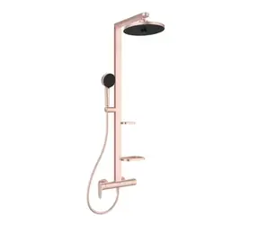 Ideal Standard ALU+ - Duschset mit Mischbatterie | Durchmesser 26 cm | 2 Düsen | Rosé