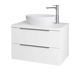 kielle Idolio - Waschtischunterschrank inklusive Waschtischplatte 80x54x50 cm | mit Ausschnitt | Hochglanzweiß