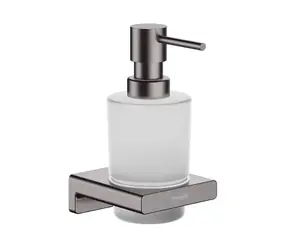 Hansgrohe AddStoris - Seifenspender mit Halterung | Milchglas/gebürstetes Schwarzchrom