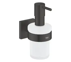 Grohe QuickFix Start Cube - Seifenspender mit Halterung, Glas/Mattschwarz