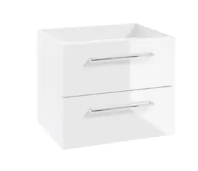 kielle - Waschbeckenunterschrank, 60x50x46 cm, 2 Schubladen, weiß glänzend