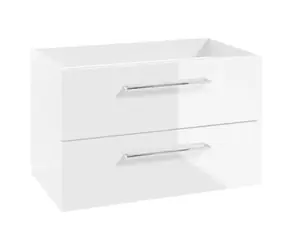kielle - Waschbeckenunterschrank, 80x50x46 cm, 2 Schubladen, weiß glänzend