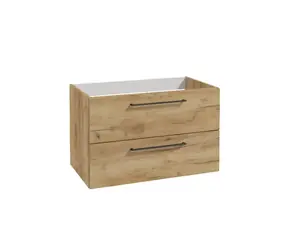 kielle - Waschbeckenunterschrank, 80x50x46 cm, 2 Schubladen, goldene Eiche