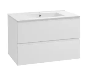 kielle - Waschbeckenunterschrank, 80x55x46 cm, 2 Schubladen, weiß glänzend