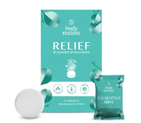 Body Restore Entspannungs-Duschtabletten / Duschtabletten / Eukalyptus-Minz-Duft / 3 Stück