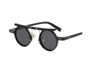VeyRey Herren Sonnenbrille Steampunk Punnyostion Schwarz Universal