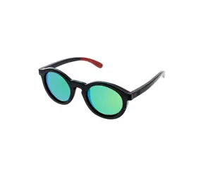 VeyRey Sonnenbrille aus Holz, polarisiert, oval, Hainbuche, schwarze Gläser