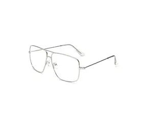 VeyRey Quadratische Brille mit klaren Gläsern, Eileen Silver