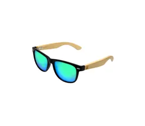 VeyRey Wooden polarisierte Sonnenbrille quadratisch Conifer grüne Gläser