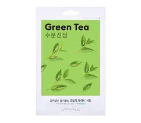 MISSHA Airy Fit Tuchmaske (Grüner Tee) / Tuchmaske mit Grüntee-Extrakt / 19 g