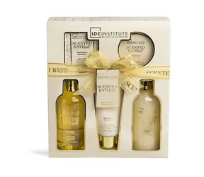 IDC Institute Badezimmer-Set Gold, 5-teilig, Geschenkbox / Geschenkset Badezimmer Gold, 5-teilig