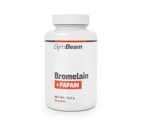 Bromelain Papain - GymBeam (geschmacksneutral, 20 x 2,8 g, 90 Kapseln)
