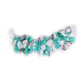 Armband Perperuna Türkis B / Weißer Türkis / Glasperlen / Rocailles & Perlen / Länge 18,5cm / Kleine Geschenkbox