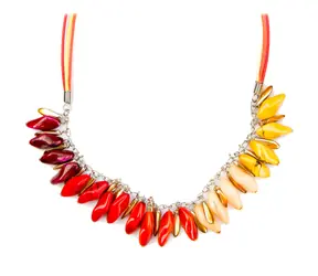 Halskette Indian Summer N / Gelb-Rot / Glas / Schmale Geschenkbox