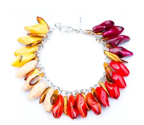 Indian Summer B Armband / Gelb-Rot / Glas / Kleine Geschenkbox