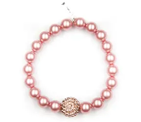 Rosaline-Perlenarmband / Rosa- und Rosaline-Perle / Nylon / Swarovski-Kristalle / Mittlere Geschenkbox