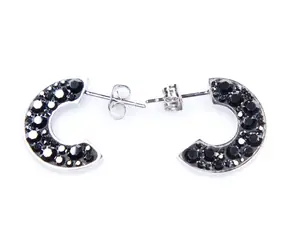 Space Luna Ohrringe / Hämatit / Stahl / Swarovski-Kristalle / Kleine Geschenkbox