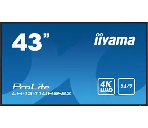 43" IIYAMA ProLite LH4341UHS-B2 schwarz / IPS / 3840x2160 / 16:9 / 8ms / 1200:1 / 500cd / Lautsprecher / VGA / HDMI 