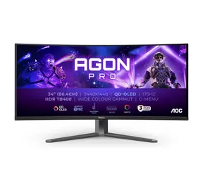 34" AOC AGON Pro AG346UCD schwarz / OLED / 3440x1440 / 16:9 / 0,03ms / 1,5mil:1 / 250cd-m2 / HDMI + DP / VESA