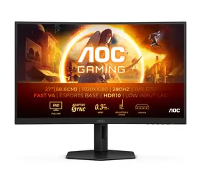 27" AOC Gaming C27G4ZXU schwarz / VA / 1920x1080 / 16:9 / 1ms / 80mil:1 / 300cd-m2 / HDMI + DP / VESA