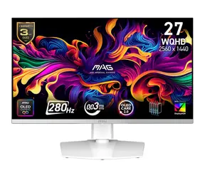 26,5" MSI MAG 272QPW X28 weiß / QHD / QD-OLED / 16:9 / 0,03 ms / 1.500.000:1 / 450 cd/m / HDMI + DP + USB-C / VESA