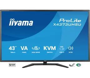 42,5" IIYAMA ProLite X4373UHSU-B2 schwarz / LED / VA / 3840 x 2160 / 16:9 / 3 ms / 4000:1 / 450 cd/m / VESA