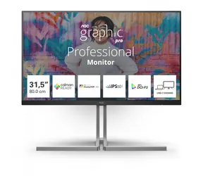 31,5" AOC U32U3CV Schwarz / IPS / 3840 x 2160 / 16:9 / 4 ms / 1000:1 / 400 cd/m / HDMI + DP + USB-C / VESA