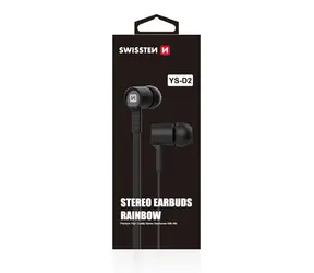 Swissten Earbuds Rainbow YS-D2 schwarz / Kopfhörer mit Mikrofon / 3,5-mm-Klinke / 1,2 m