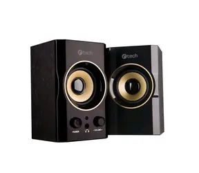 C-tech Lautsprecher SPK-11, 2.0, Holz, Schwarz-Gold, USB, 5W