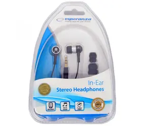 Esperanza EH128 schwarz-silberner In-Ear-Kopfhörer mit 3,5-mm-Klinkenstecker und 1,2 m Kabellänge