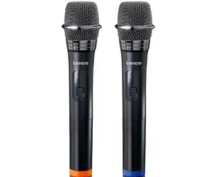 LENCO MCW-020BK / Set 2x Mikrofon / Funkempfänger 6,3mm Klinke / 863,5 & 864,5 MHz / 2x AA