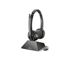 Poly Savi 8220 UC / kabelloses Headset / Mikrofon / zwei Ohrhörer / DECT / USB-A-Funkempfänger