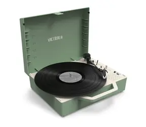 Victrola VSC-725SB grün / Plattenspielergehäuse / 3 Geschwindigkeiten / BT / RCA / 3,5-mm-Buchse / Lautsprecher / Vinyl-sicher