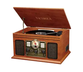 Victrola VTA-200B braun / Plattenspieler mit Radio & CD- & MC-Mechanismus / 33 & 45 & 78 / FM / BT / RCA / Lautsprecher