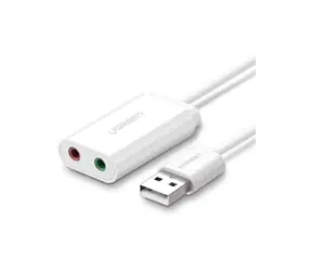 Ugreen Externe Soundkarte USB-A (M) - 2x 3,5 mm Klinke (F) 0,15 m weiß 