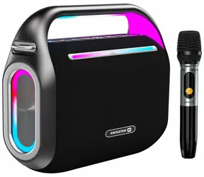 Swissten HARMONY schwarz / Bluetooth-Lautsprecher / IP54 / 120W / 12000mAh / AUX / Karaoke-Mikrofon / BT 5.0