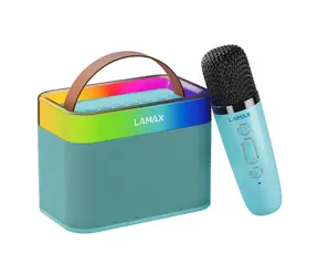 Lamax KaraokeKid1 Blau / Kabelloser Lautsprecher / Karaoke / 10 W / Akkulaufzeit bis zu 8 Stunden / BT 5.3 / microSD / USB-Stick