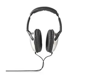 Nedis Kabelgebundener Over-Ear-Kopfhörer Schwarz-Silber / Kabellänge: 6,00 m / Lautstärkeregler 