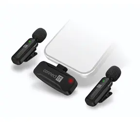 Connect IT CMI-1011-BK 2er-Set ClipMic Funkmikrofone mit USB-C-Empfänger schwarz / USB-C-Anschluss
