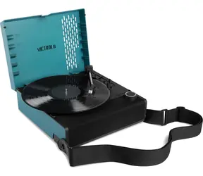Victrola VSC-750SB- Blu-INT Revolution Go blau / Plattenspielerkoffer / tragbar / 3 Geschwindigkeiten / BT / RCA 