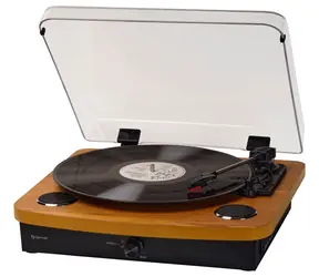 Denver VPL-230LW Holzmuster / Plattenspieler / BT / SD / Verbindung zum PC über USB / ermöglicht die Aufnahme von Schallplatten auf den PC