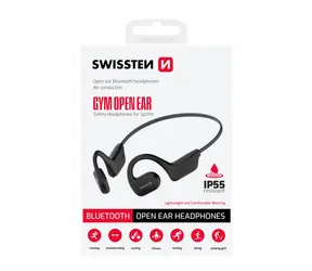 Swissten Gym Open Ear schwarz / Kabelloser Open-Ear-Kopfhörer / BT 5.2 / IP55